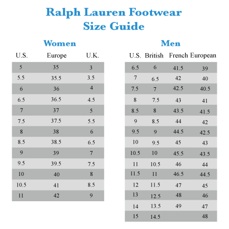 Ralph Shoes Size Chart Cm