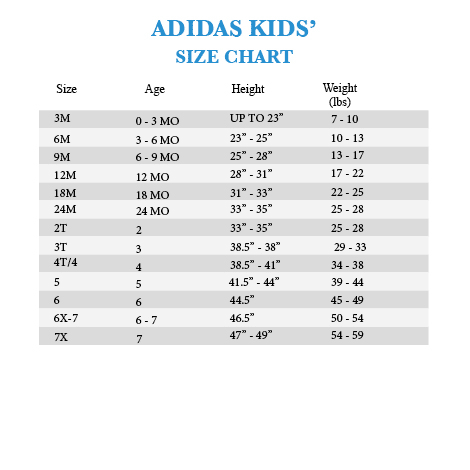 adidas childrens size chart