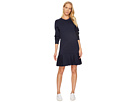 Crepe Non Brushed Fleece Sweater Dress w/ Pleated Bottom