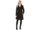 Double Breast Faux Leather Trim Trench