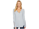 Softest Slub Waffle Button Top with Crochet Sleeves