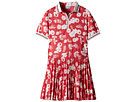 Short Sleeve Floral Print Polo Dress with Pleat Skirt (Big Kids)