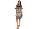 Printed 37" Satin Shirtdress