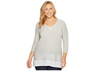 Plus Size Double Layer Mix Media V-Neck Top