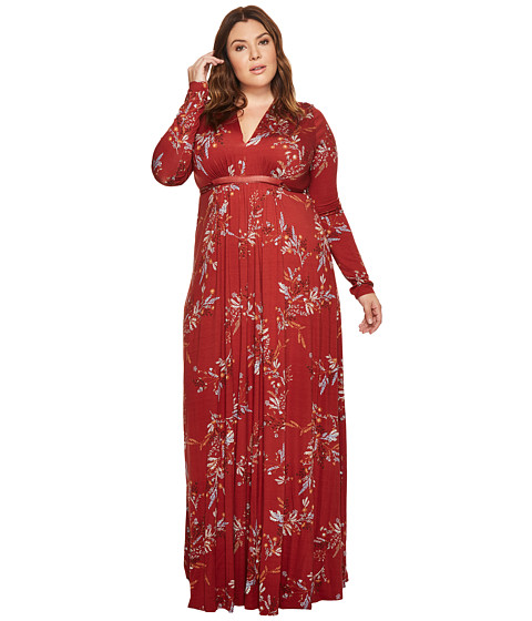 Plus Size Long Sleeve Full-Length Caftan WL Print