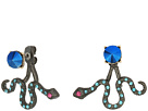 Blue and Gold Snake Front Back Earrings