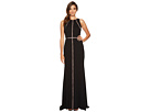 Sleeveless Jersey Halter Gown with Nude Lace Illusion Detail