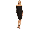 Off the Shoulder Lace Sheath Dress with Flared Sleeve