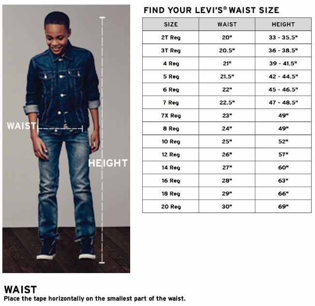 levi's big and tall size chart