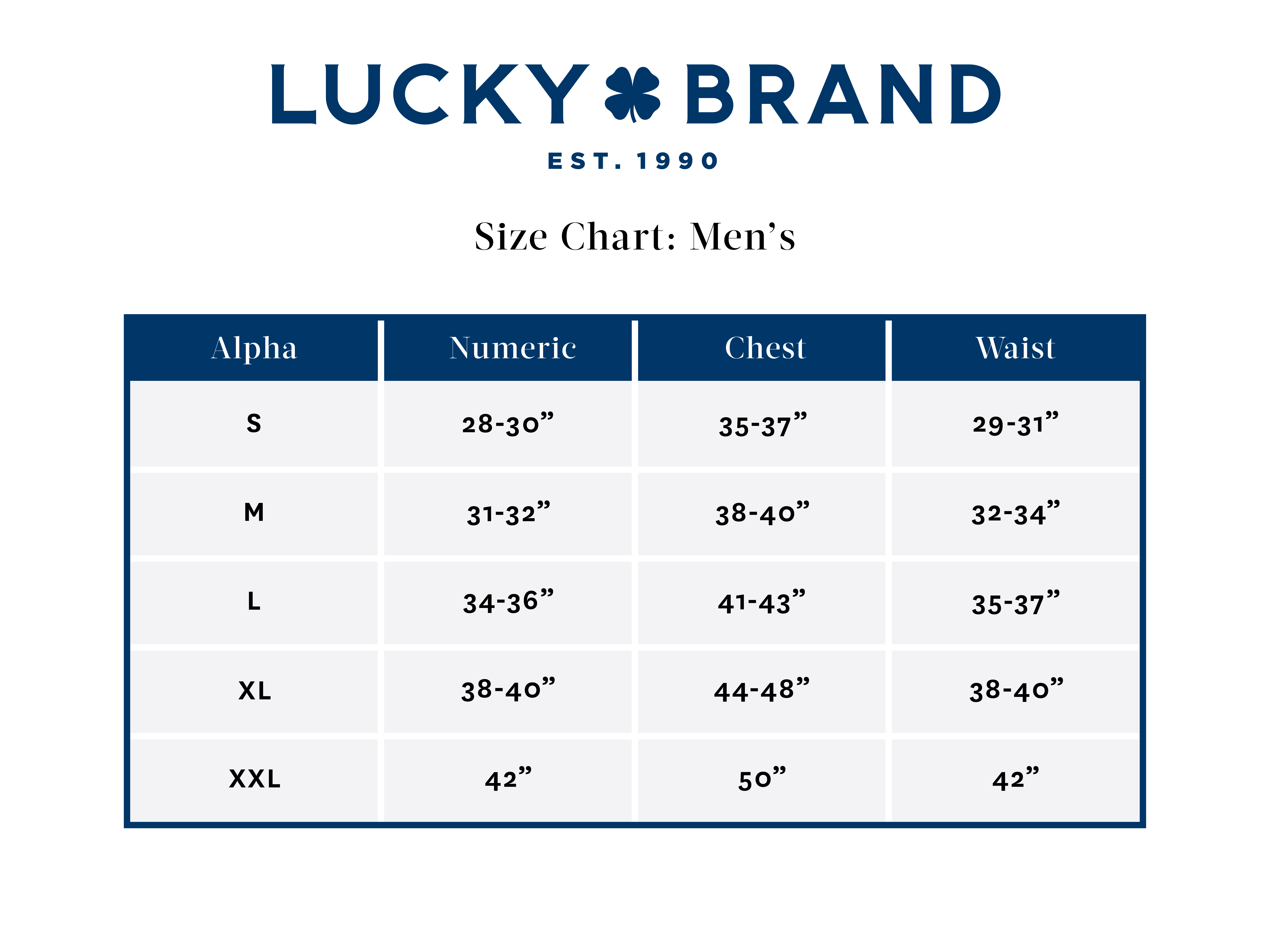 Lucky Brand Womens Jeans Size Chart