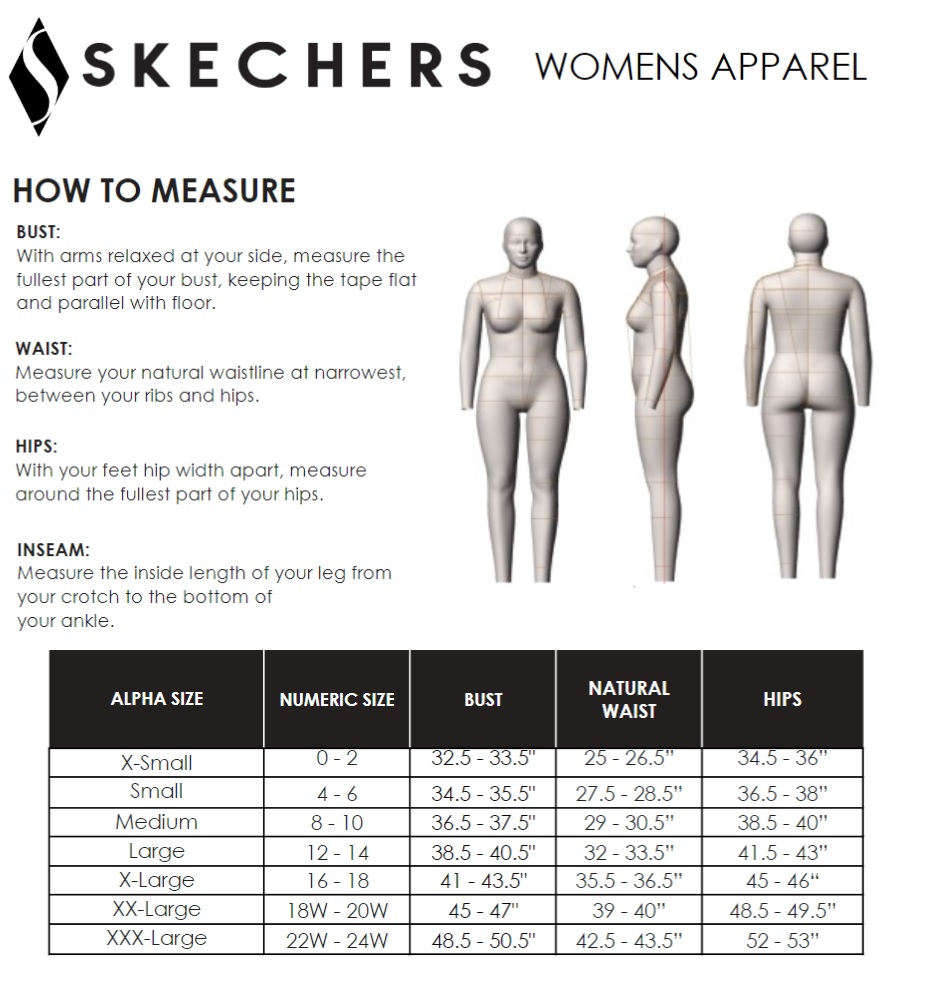 skechers t shirt size chart