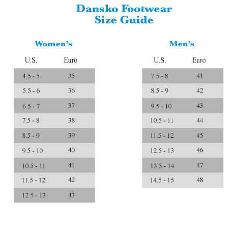 dansko shoe size conversion chart