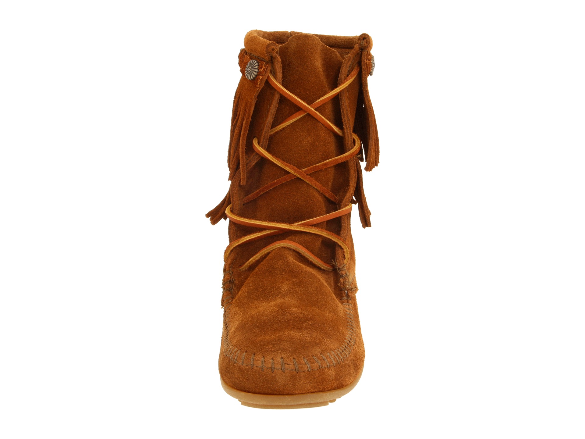 Minnetonka Double Fringe Front Lace Boot at Zappos.com