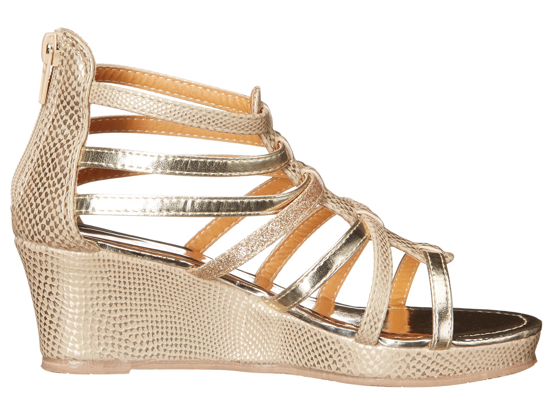 kensie girl Kids Multi Strap Wedge Sandals (Little Kid/Big Kid) Gold ...