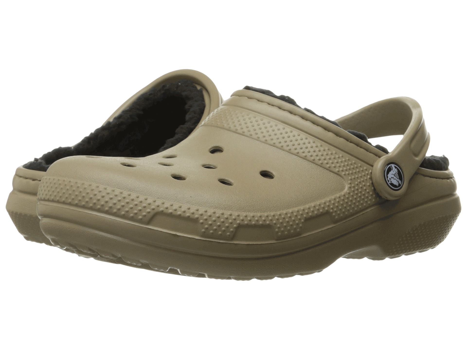 Crocs Classic Lined Pattern Clog Khaki/Black - Zappos.com Free Shipping ...