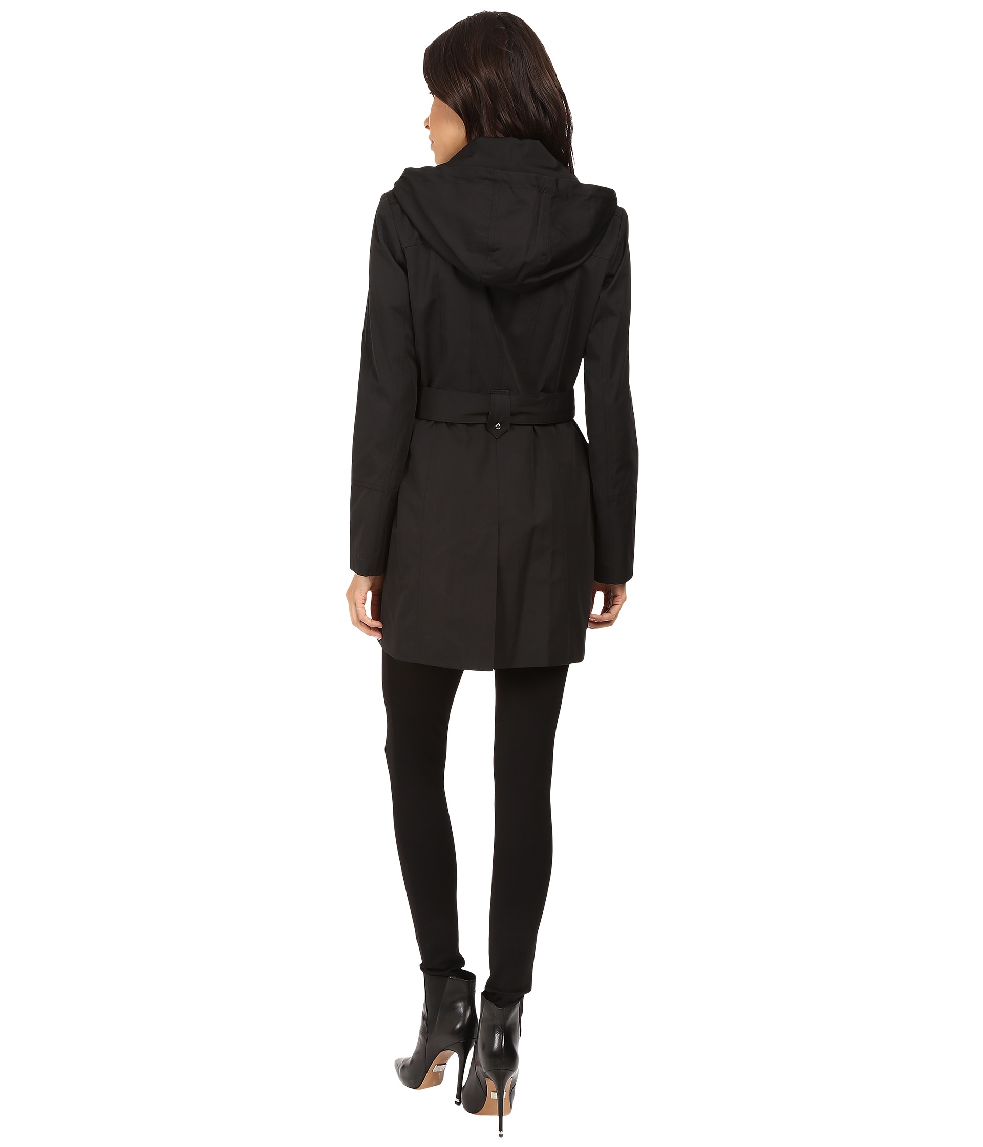MICHAEL Michael Kors Asymmetric Zip Front Belted Trench M722395T Black ...